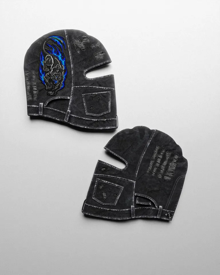 PANTHER ATTACK denim ski mask design - Densen.love